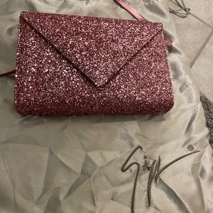 Giuseppe Zanotti Pink Coarse Glitter Envelope Flap with strap